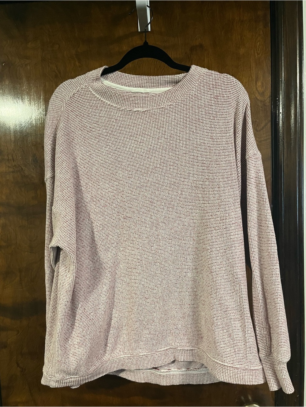 aerie Light Mauve Waffle Knit Crewneck Sweatshirt